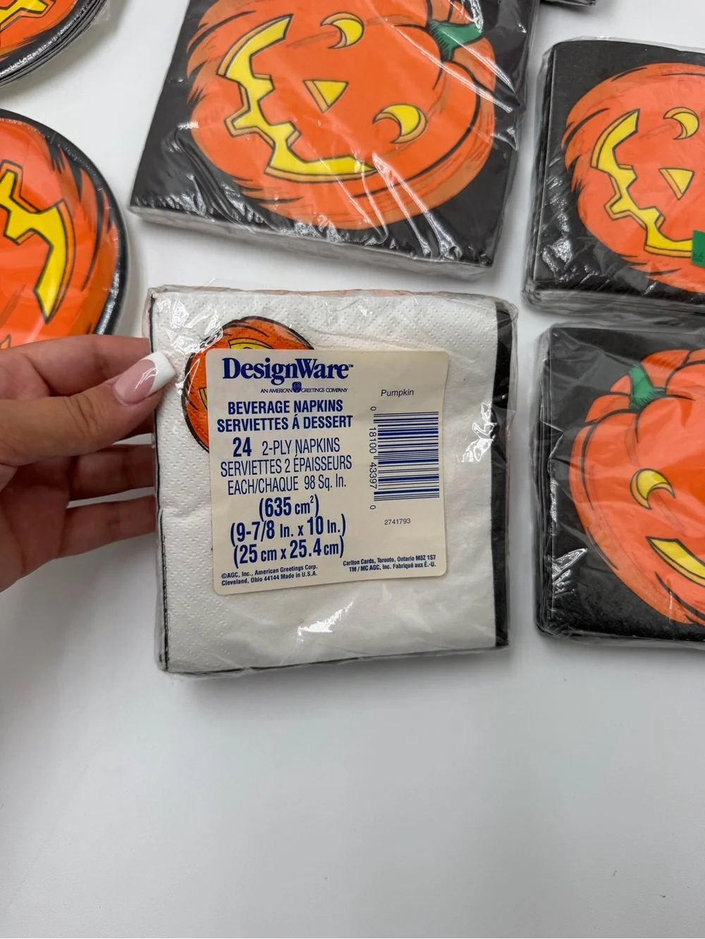 Vintage DesignWare Halloween Pumpkin Party Lot Plates Napkins Cups